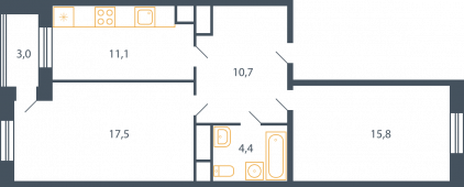 2-комнатная квартира 62,5 м²